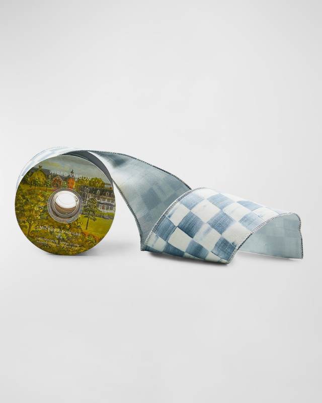 Sterling Check Ribbon, 4"W x 10 Yards